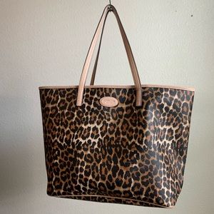 Large Leopard Print Coach Tote Bag